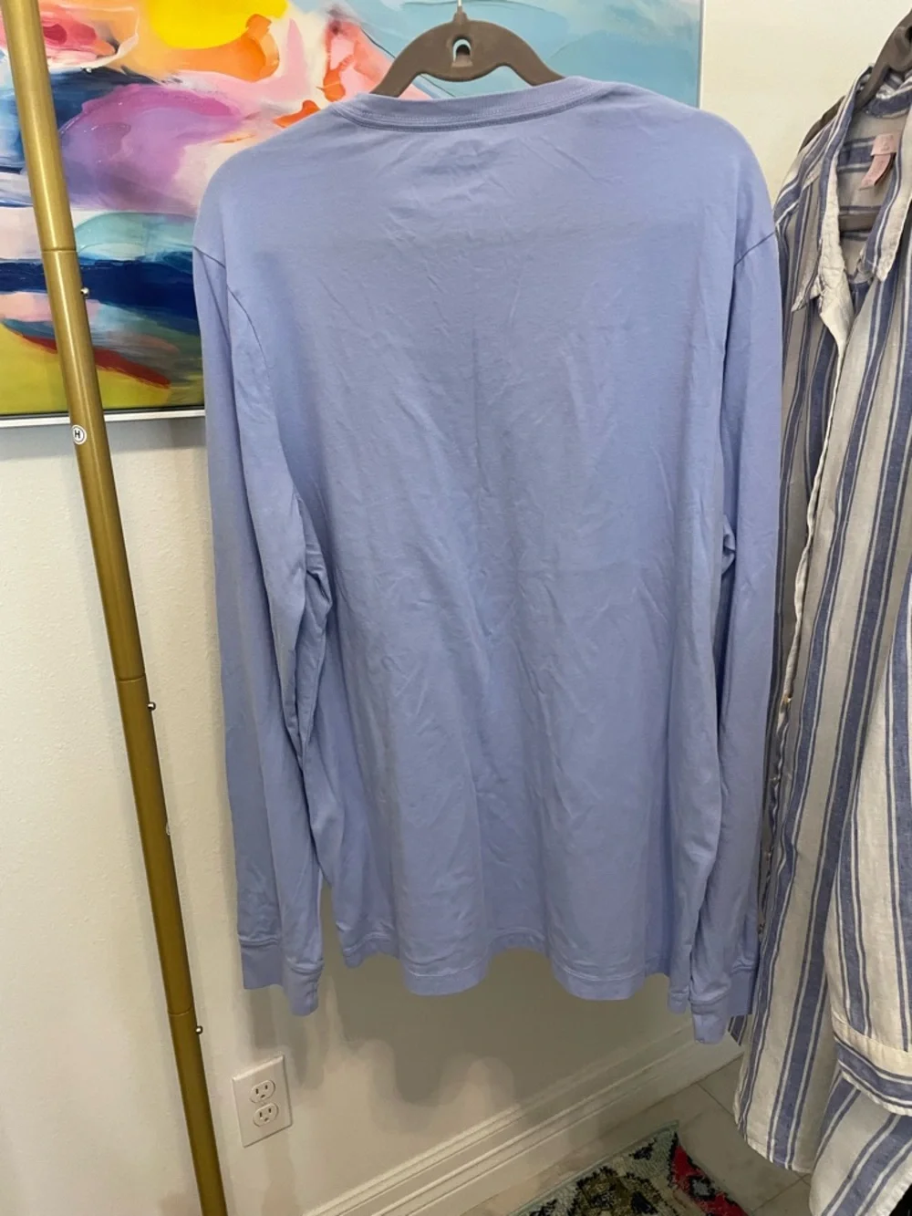 J. Crew Men's Long-Sleeve Crewneck T-Shirt - Light Blue Size XL‎ Tall